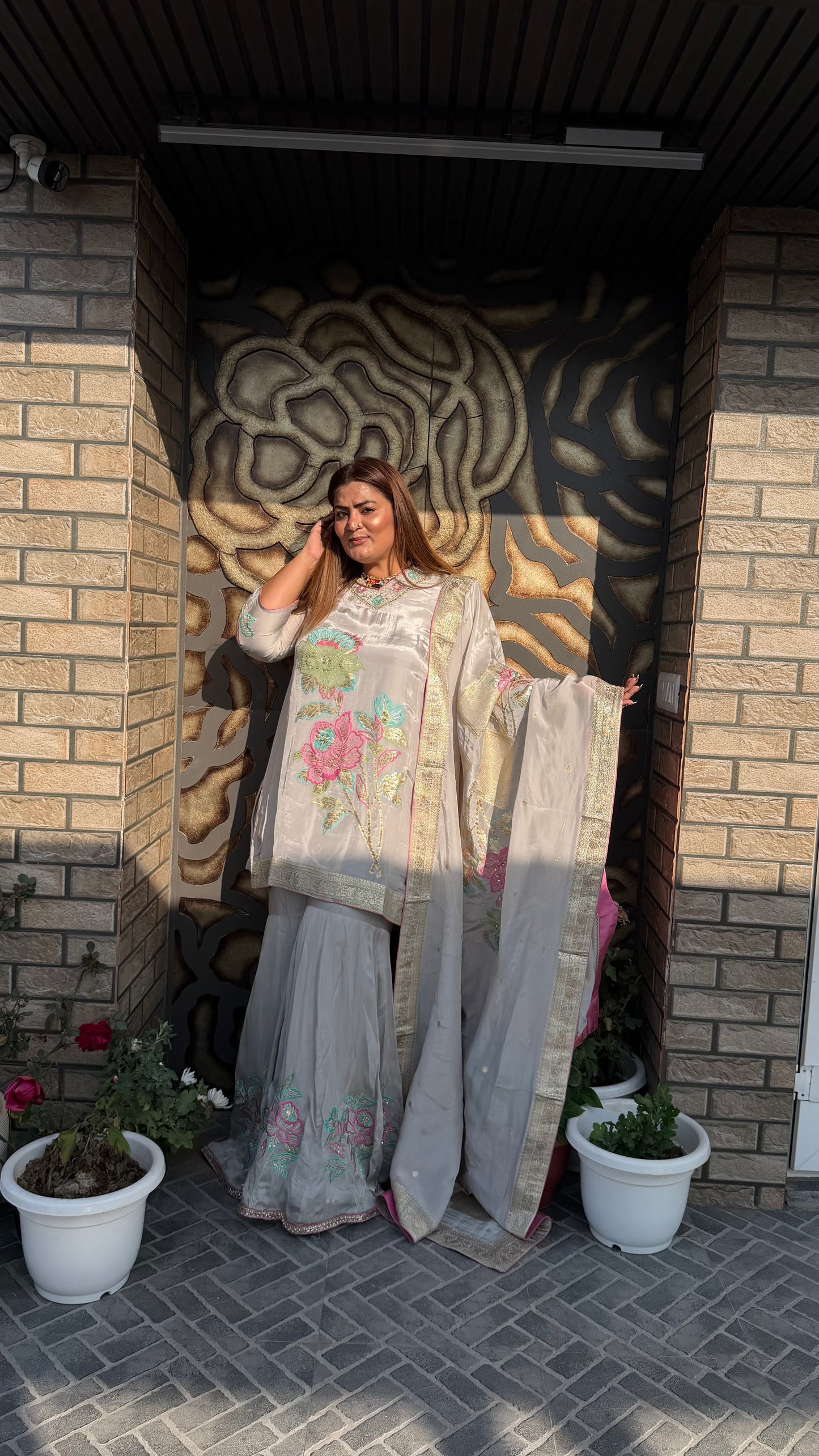 Gulnaar Crepe Sharara Suit