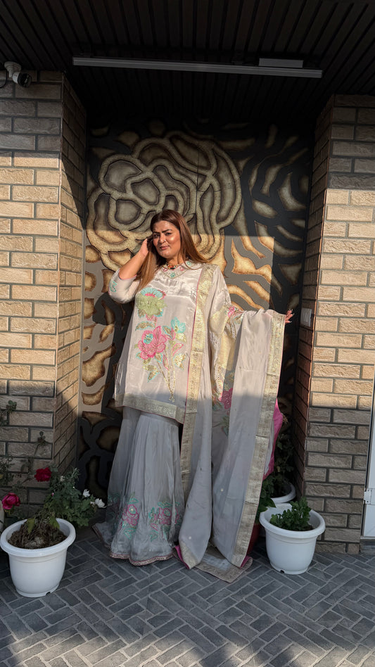 Gulnaar Crepe Sharara Suit