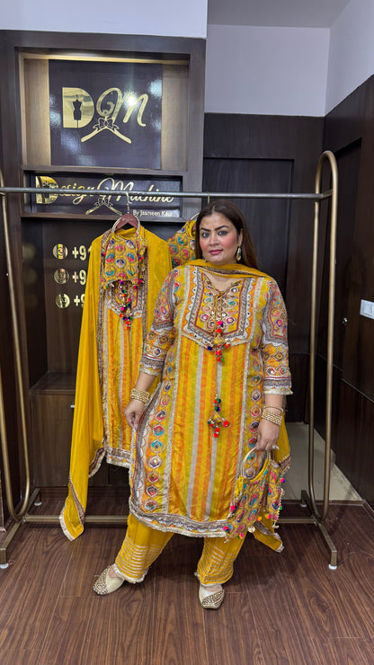 Isha (Pure Crepe Suit With Potli)