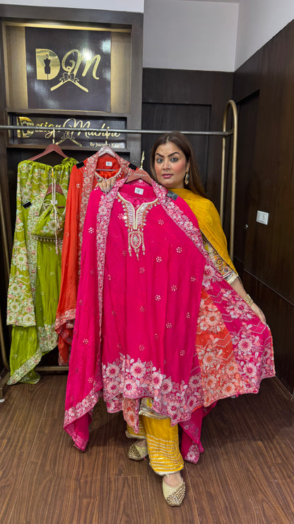 Pure Crepe Semistitch Sharara Suit