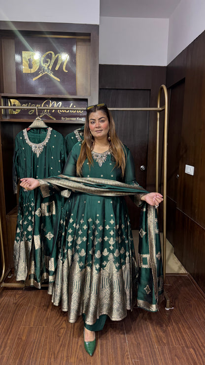 Zehra Banarasi Silk Anarkali Suit