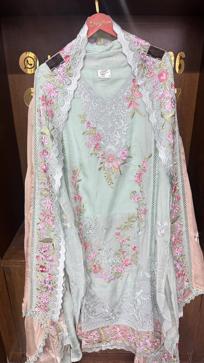 Zivara Pure Organza Tissue Unstitched Suit