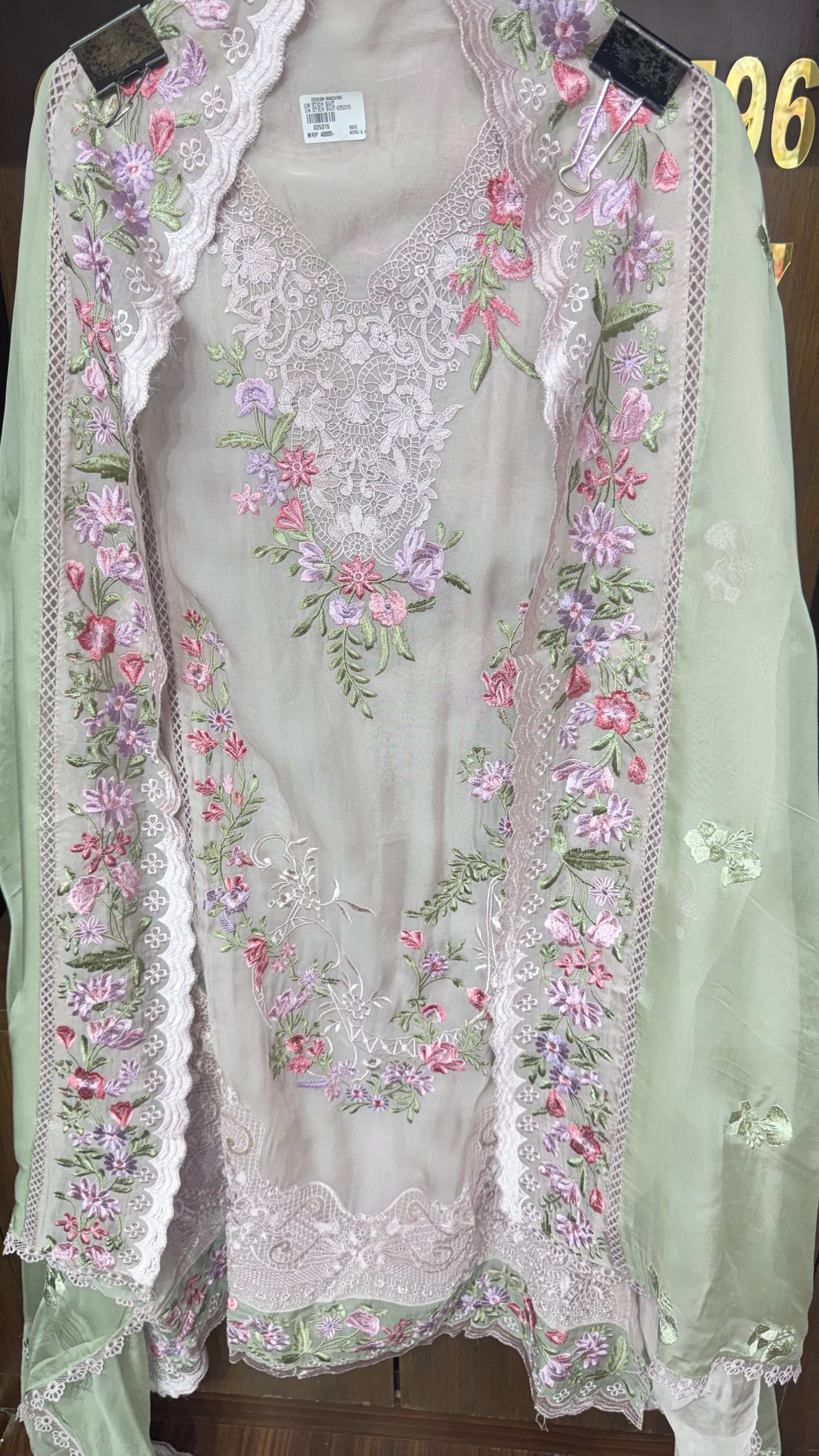 Zivara Pure Organza Tissue Unstitched Suit