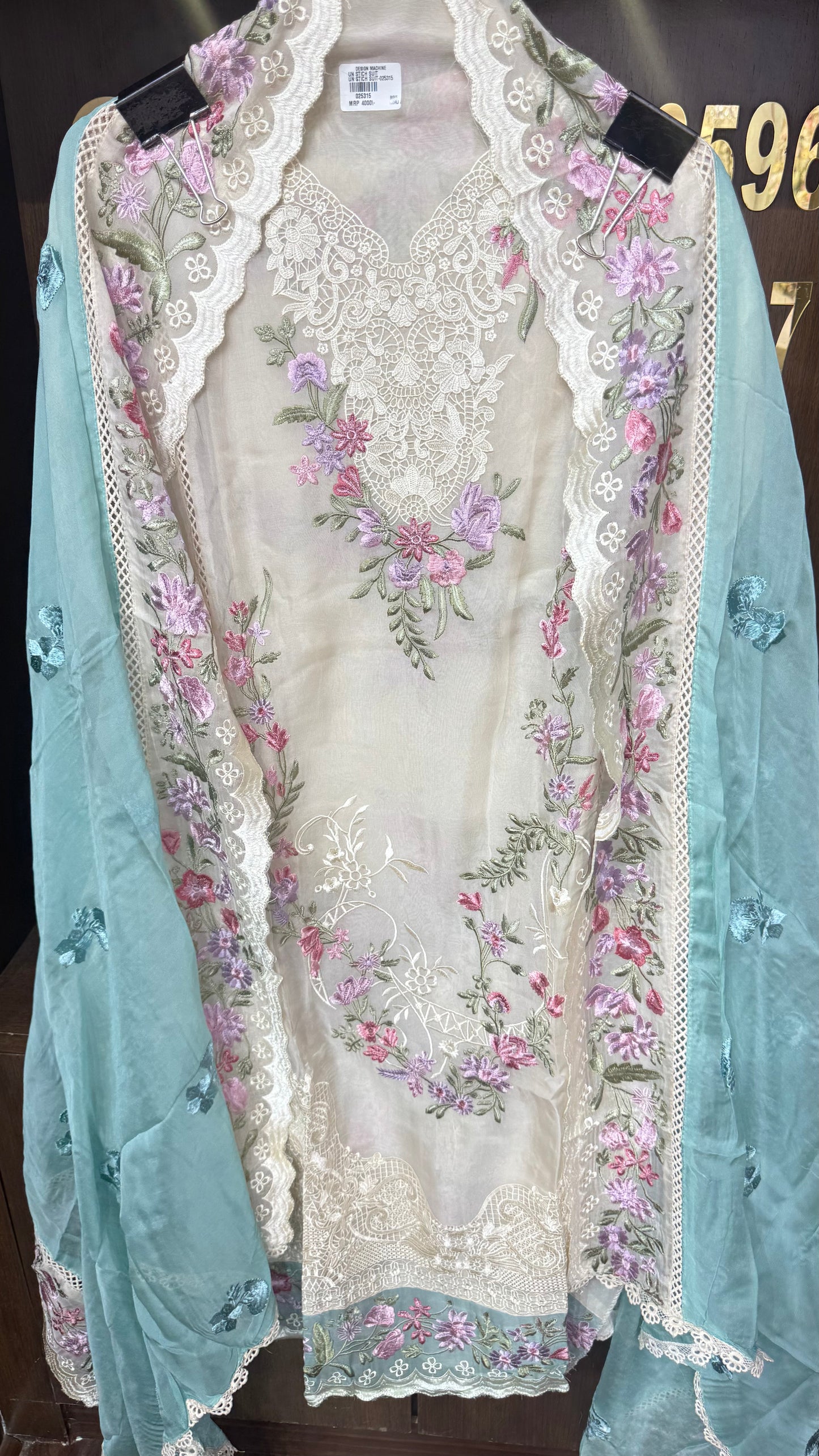Zivara Pure Organza Tissue Unstitched Suit