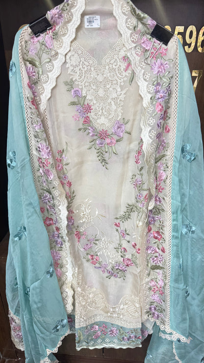 Zivara Pure Organza Tissue Unstitched Suit