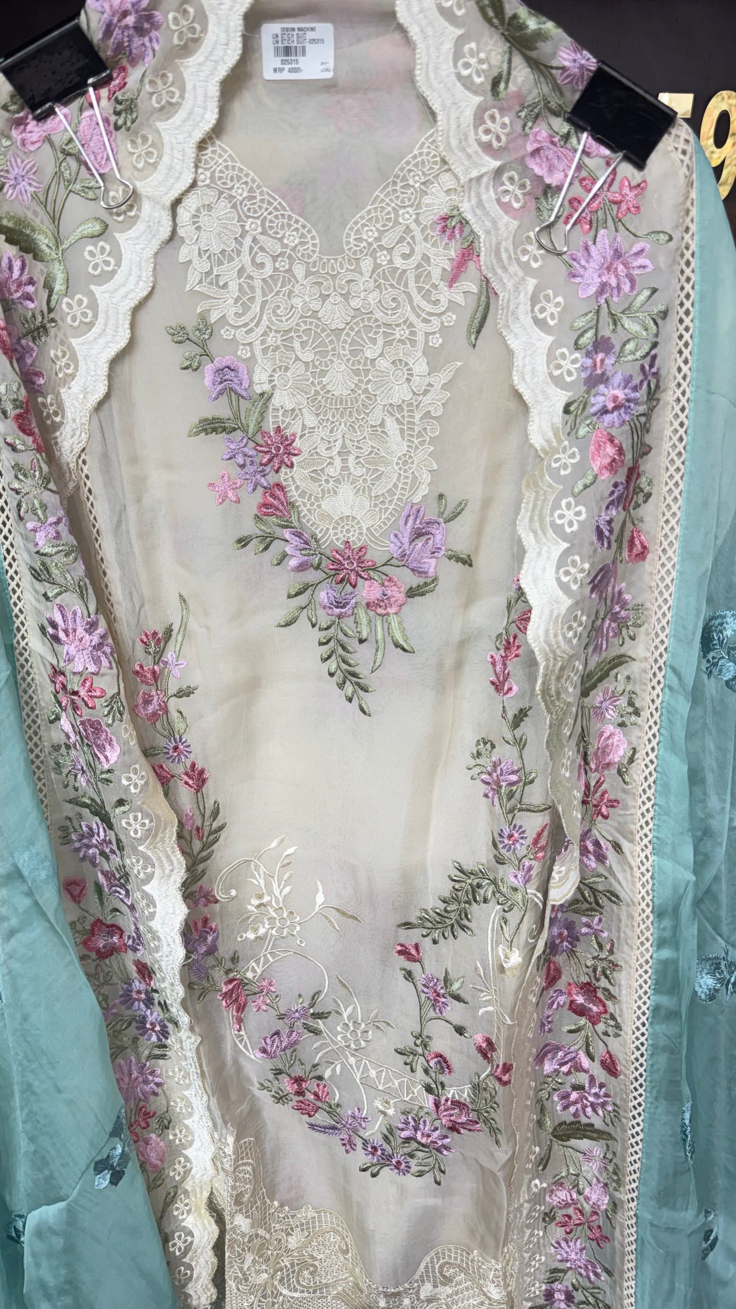 Zivara Pure Organza Tissue Unstitched Suit
