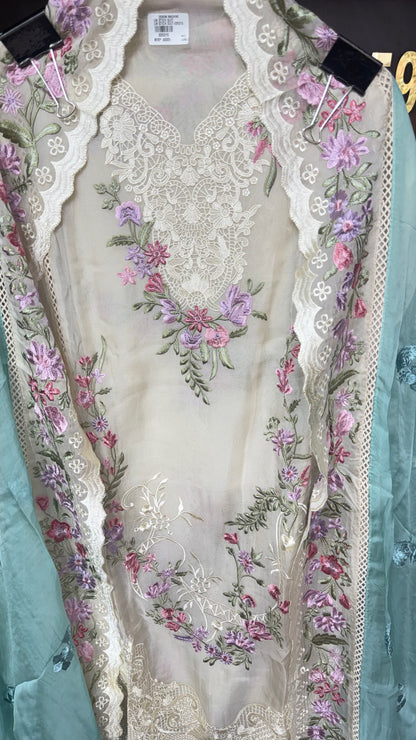 Zivara Pure Organza Tissue Unstitched Suit