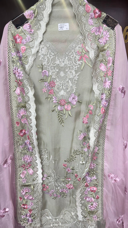 Zivara Pure Organza Tissue Unstitched Suit