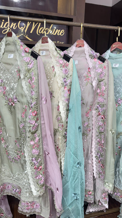 Zivara Pure Organza Tissue Unstitched Suit