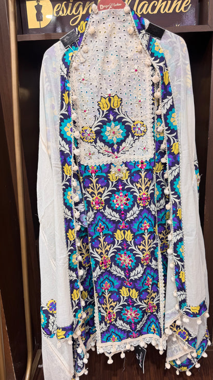 Vandana (Cotton Pompom Unstitch Suit)