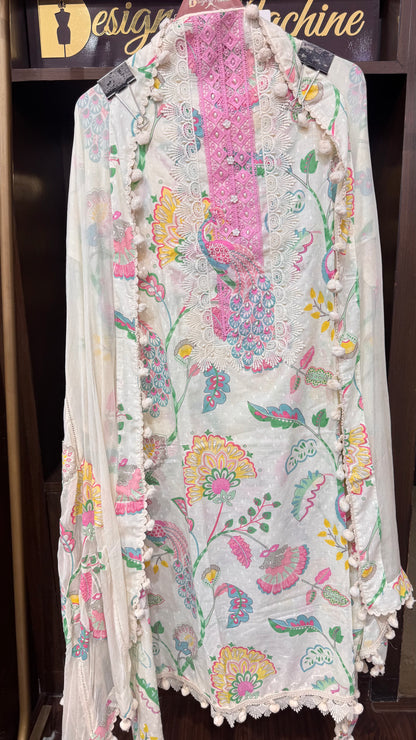 Vandana (Cotton Pompom Unstitch Suit)