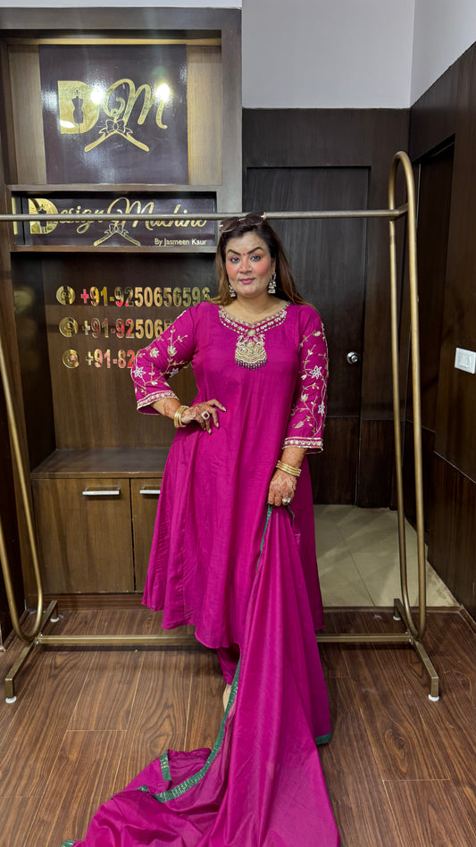 Aadhira Mal Chanderi Anarkali Suit