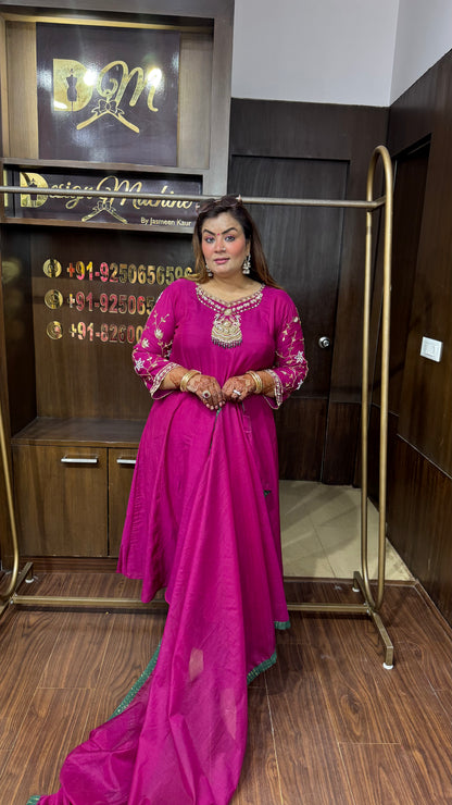 Aadhira Mal Chanderi Anarkali Suit