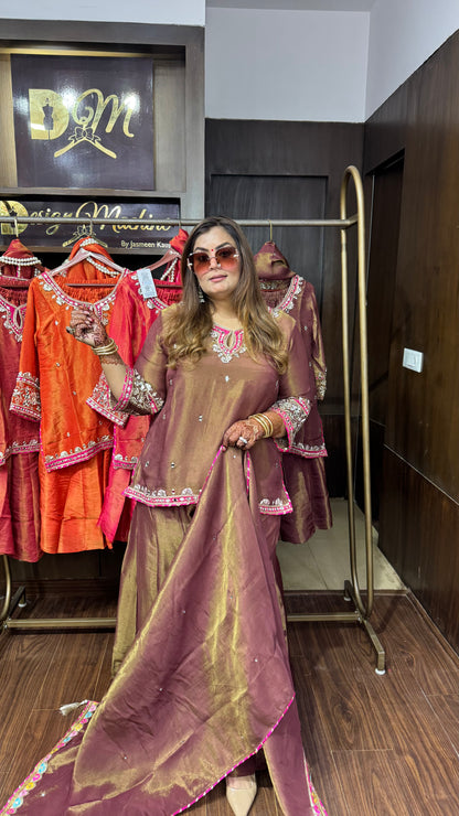 Ruvaira Pure Chunon Short Shirt Sharara Set
