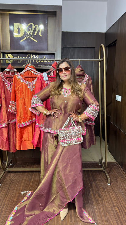Ruvaira Pure Chunon Short Shirt Sharara Set