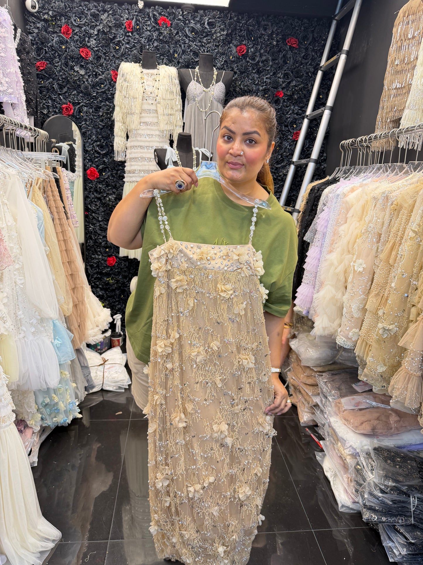 Luxury Shimmer Hand Embroidery Birthday Dress