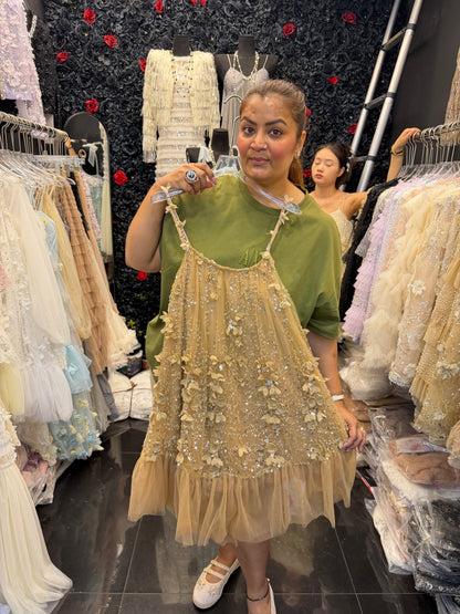 Luxury Shimmer Hand Embroidery Birthday Dress