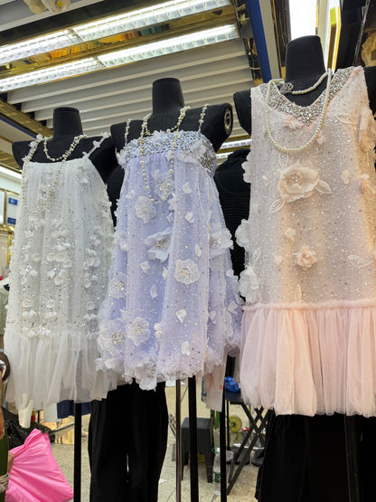 Luxury Shimmer Hand Embroidery Birthday Dress