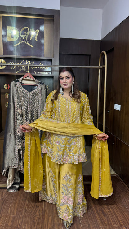 Zarielle Glass Tissue Sharara Suit