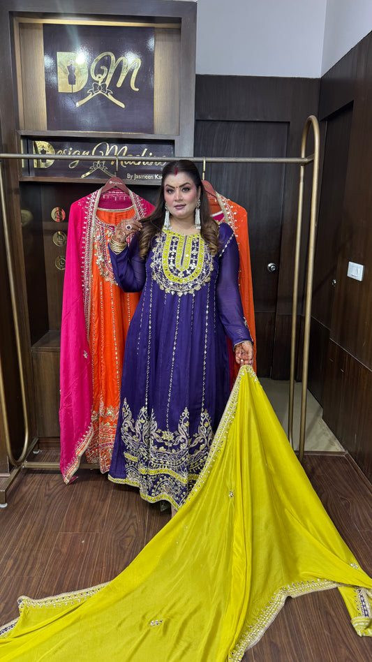 Aurelina Pure Chunon Crepe Anarkali Suit
