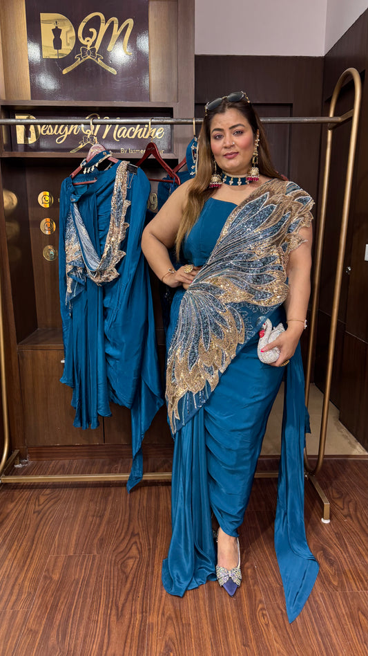 Zehra (Pure Crepe Tripped Saree)