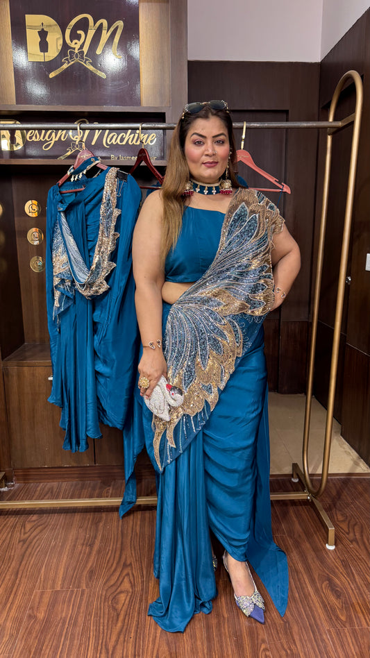 Zehra (Pure Crepe Tripped Saree)