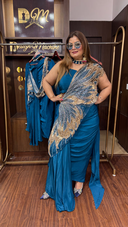 Zehra (Pure Crepe Tripped Saree)