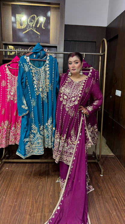 Arvielle Pure Georgette Anarkali Suit
