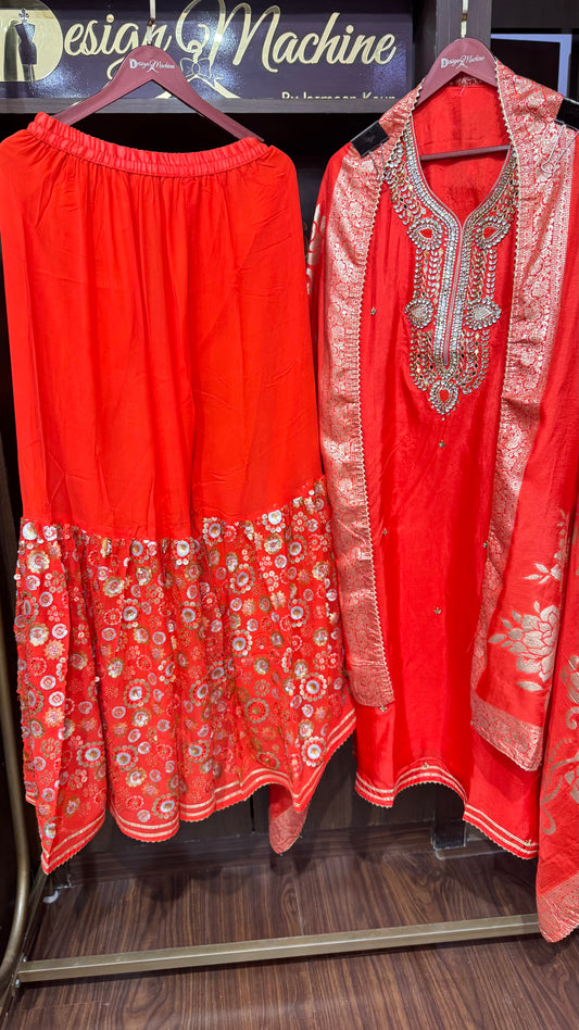 Vihana (Banarasi Silk Semistitch Sharara Suit)