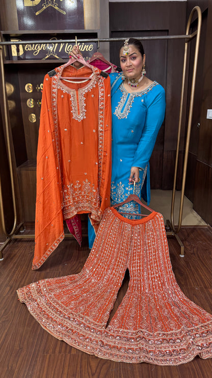 Mahira (Pure Chinnon Crepe Sharara Suit)