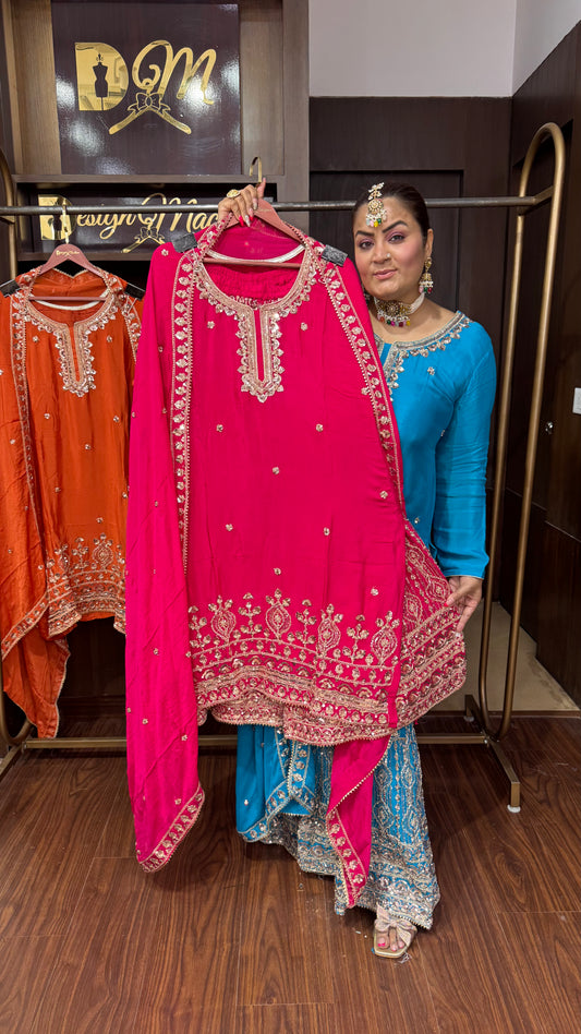 Mahira (Pure Chinnon Crepe Sharara Suit)