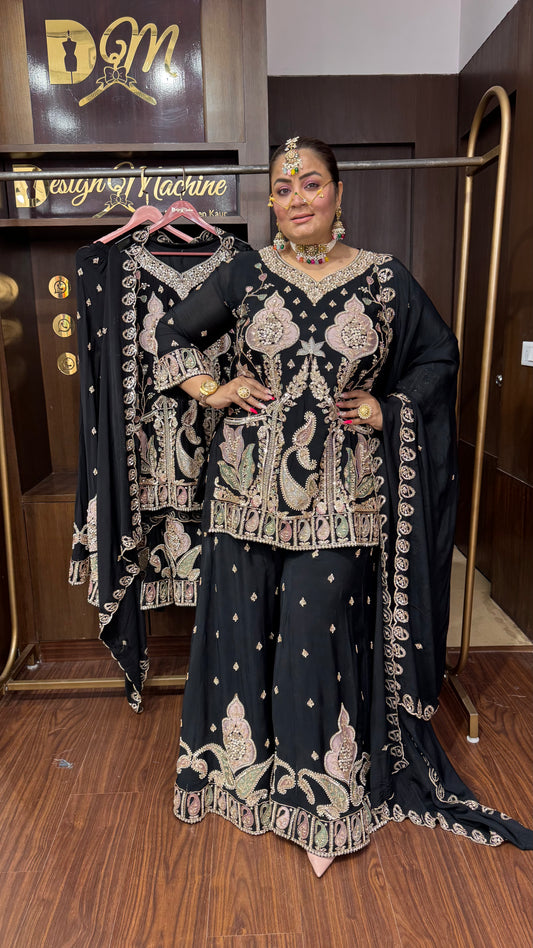 Yazira (Chinnon Crepe Sharara Suit)