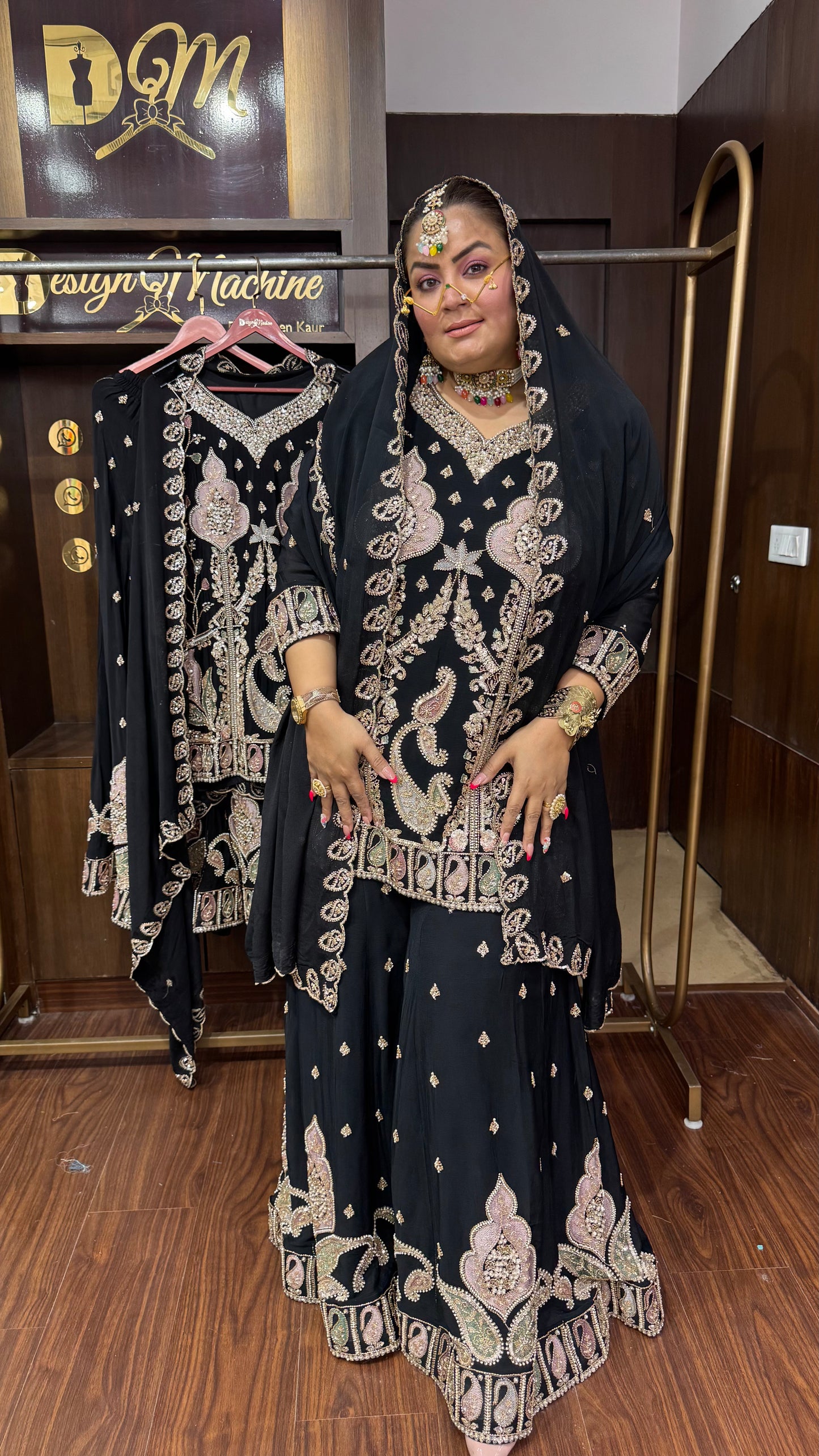 Yazira (Chinnon Crepe Sharara Suit)