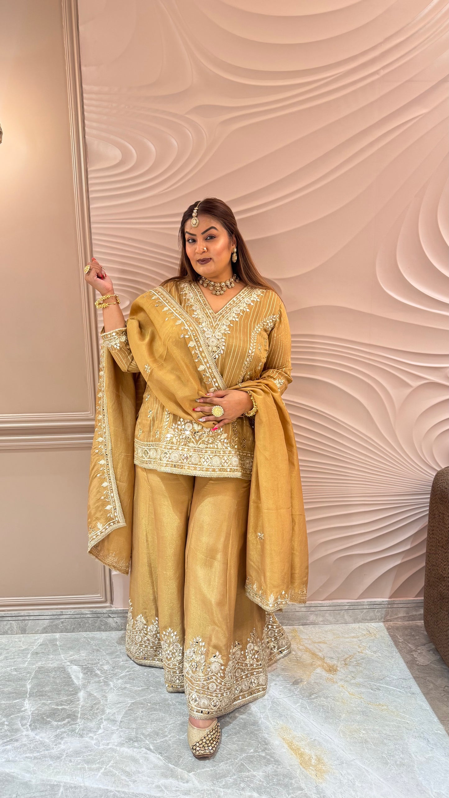 Arezia (Glass Tissue Sharara Suit)