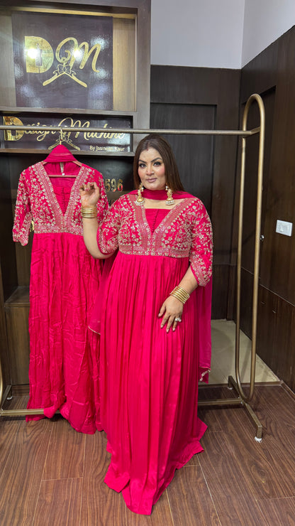 Aashvielle Pure Chunon Anarkali Suit