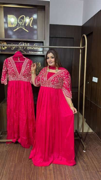 Aashvielle Pure Chunon Anarkali Suit