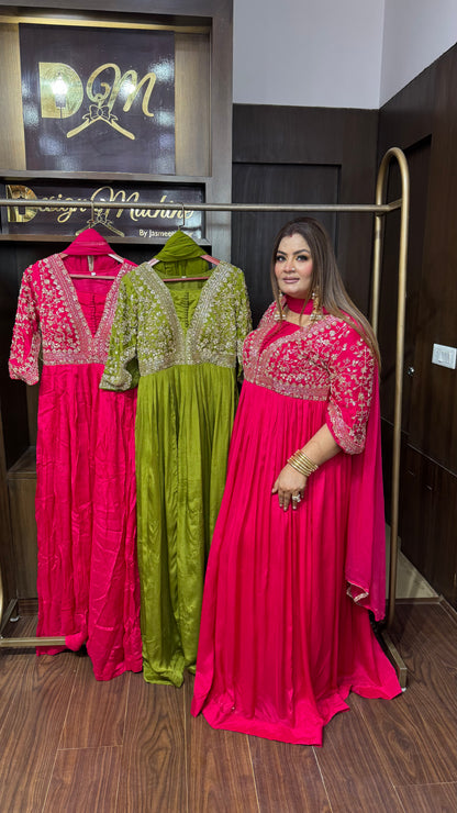 Aashvielle Pure Chunon Anarkali Suit