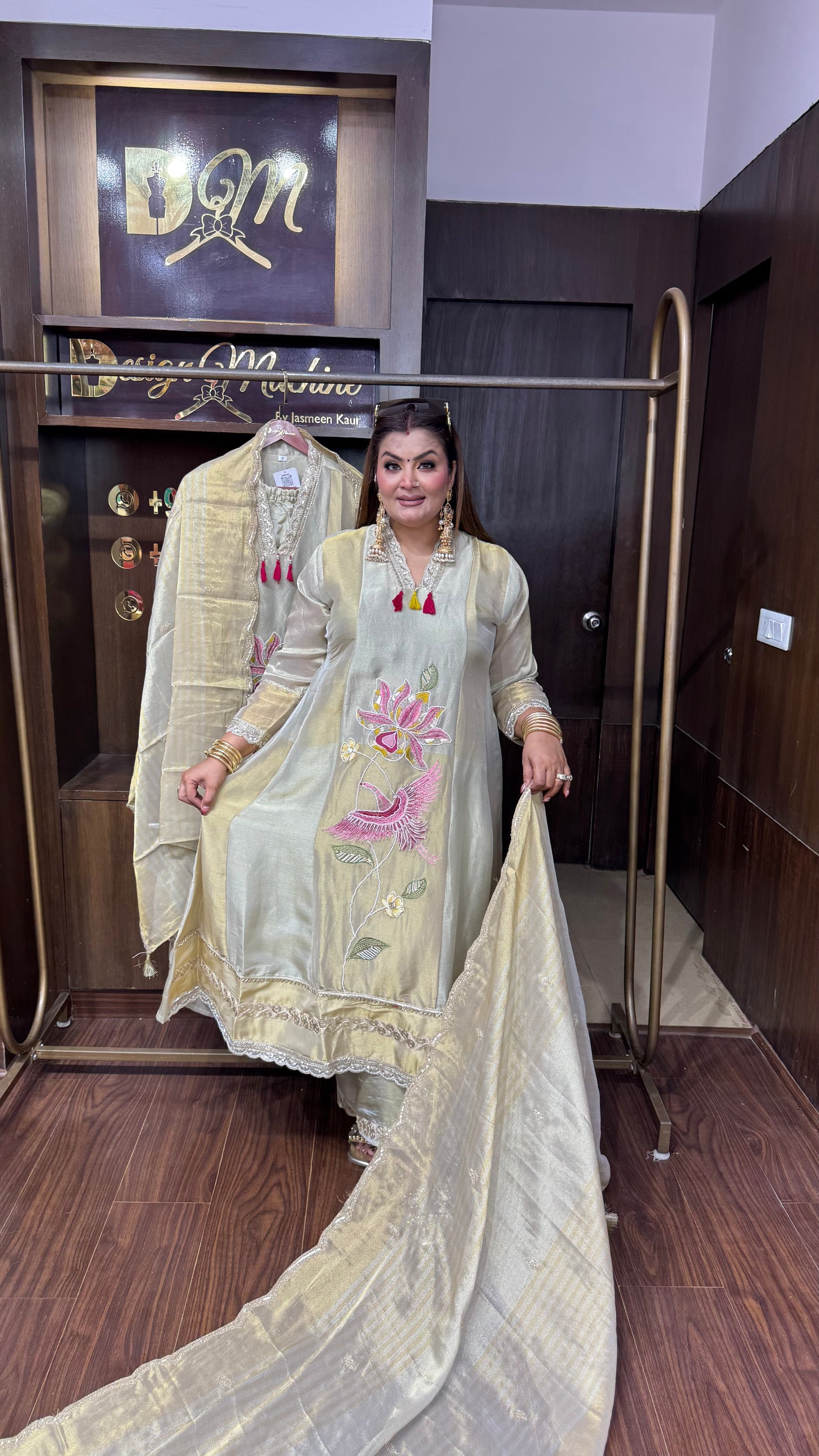 Elvanya Glass Tissue Anarkali Suit