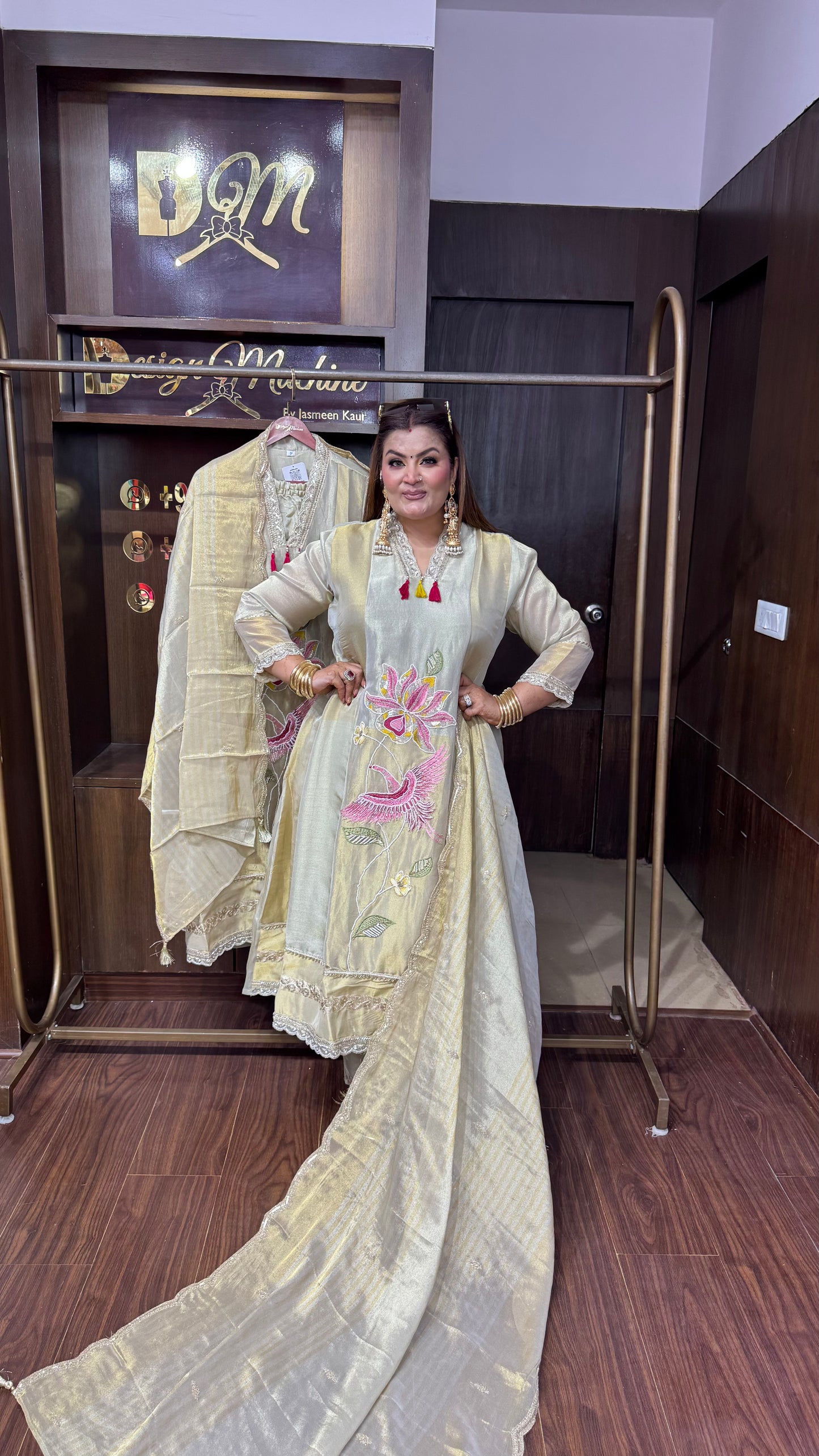 Elvanya Glass Tissue Anarkali Suit