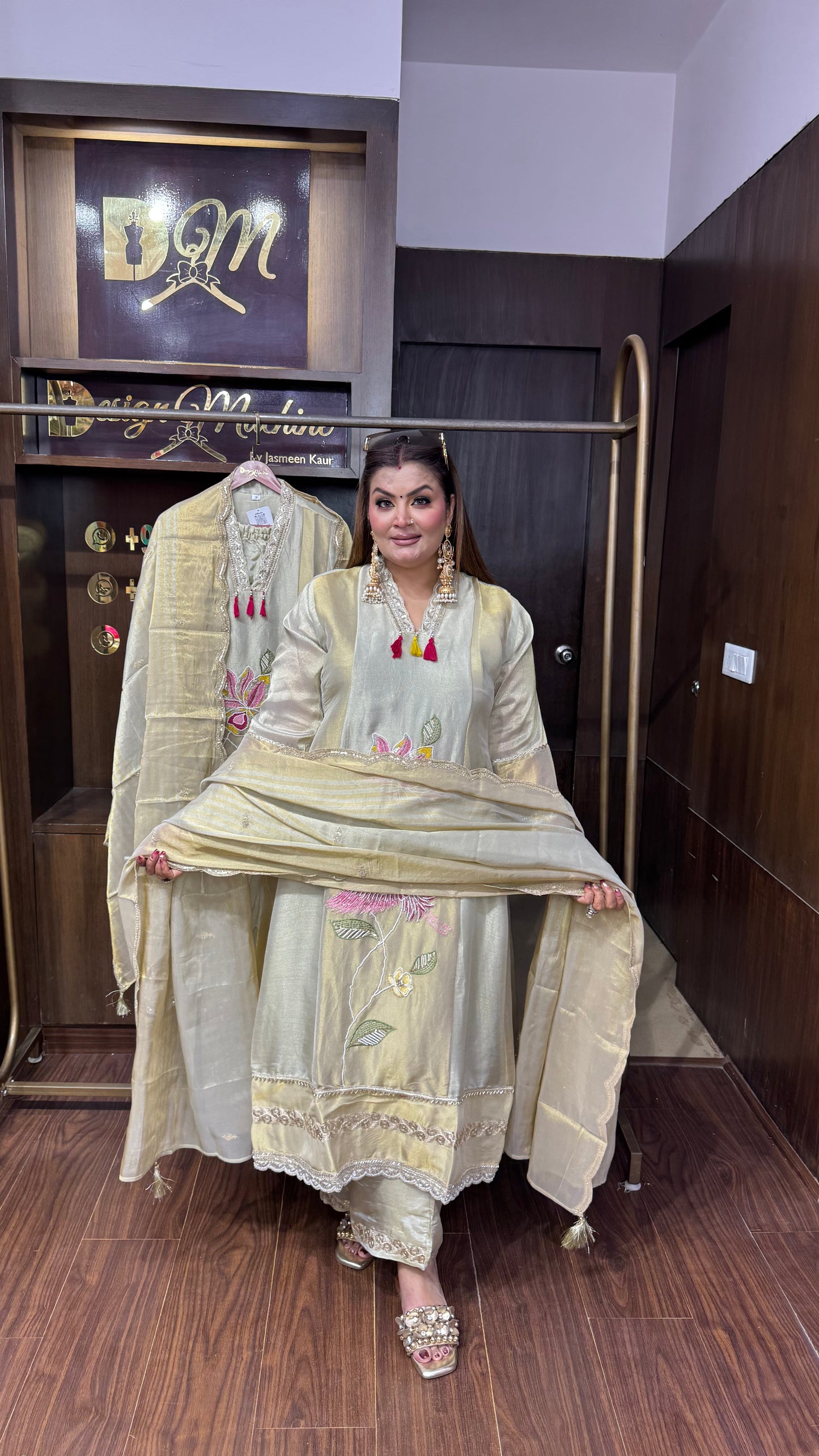 Elvanya Glass Tissue Anarkali Suit