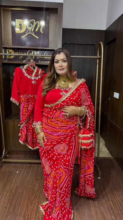 Rivaanya Georgette Bandhani Saree