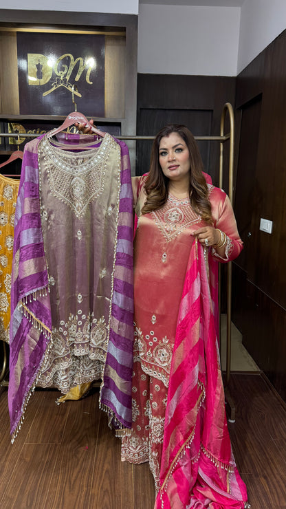 Zarehza Ziraff Tissue Sharara Suit