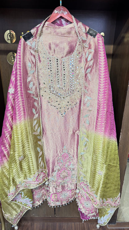Zivara Glass Tissue Unstitched Suit
