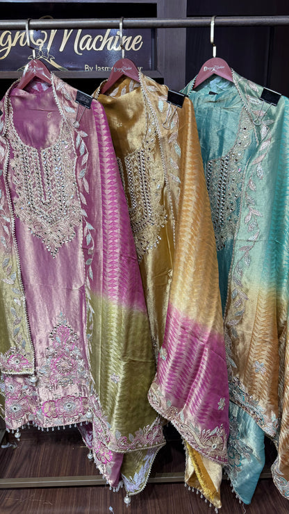 Zivara Glass Tissue Unstitched Suit