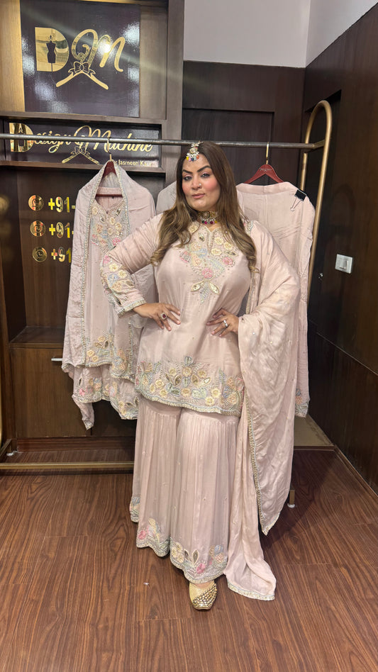 Velzara (Chinnon Crepe Sharara Suit )