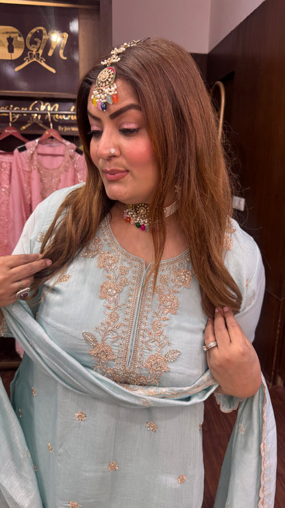 Yavira (Mal Chanderi Fabric Sharara Suit)
