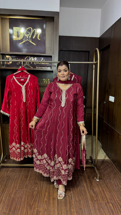 Elara Pure Crepe Anarkali Suit