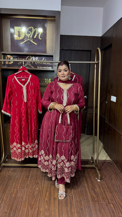 Elara Pure Crepe Anarkali Suit