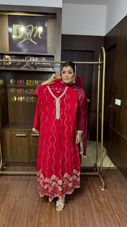 Elara Pure Crepe Anarkali Suit