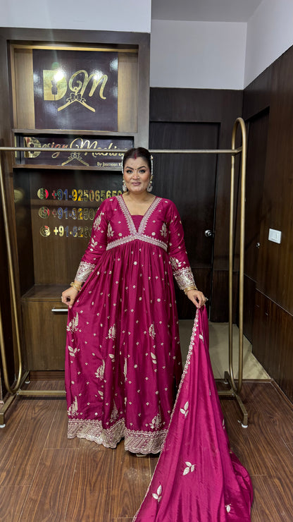 Meher Pure Chunon Crepe Anarkali Suit